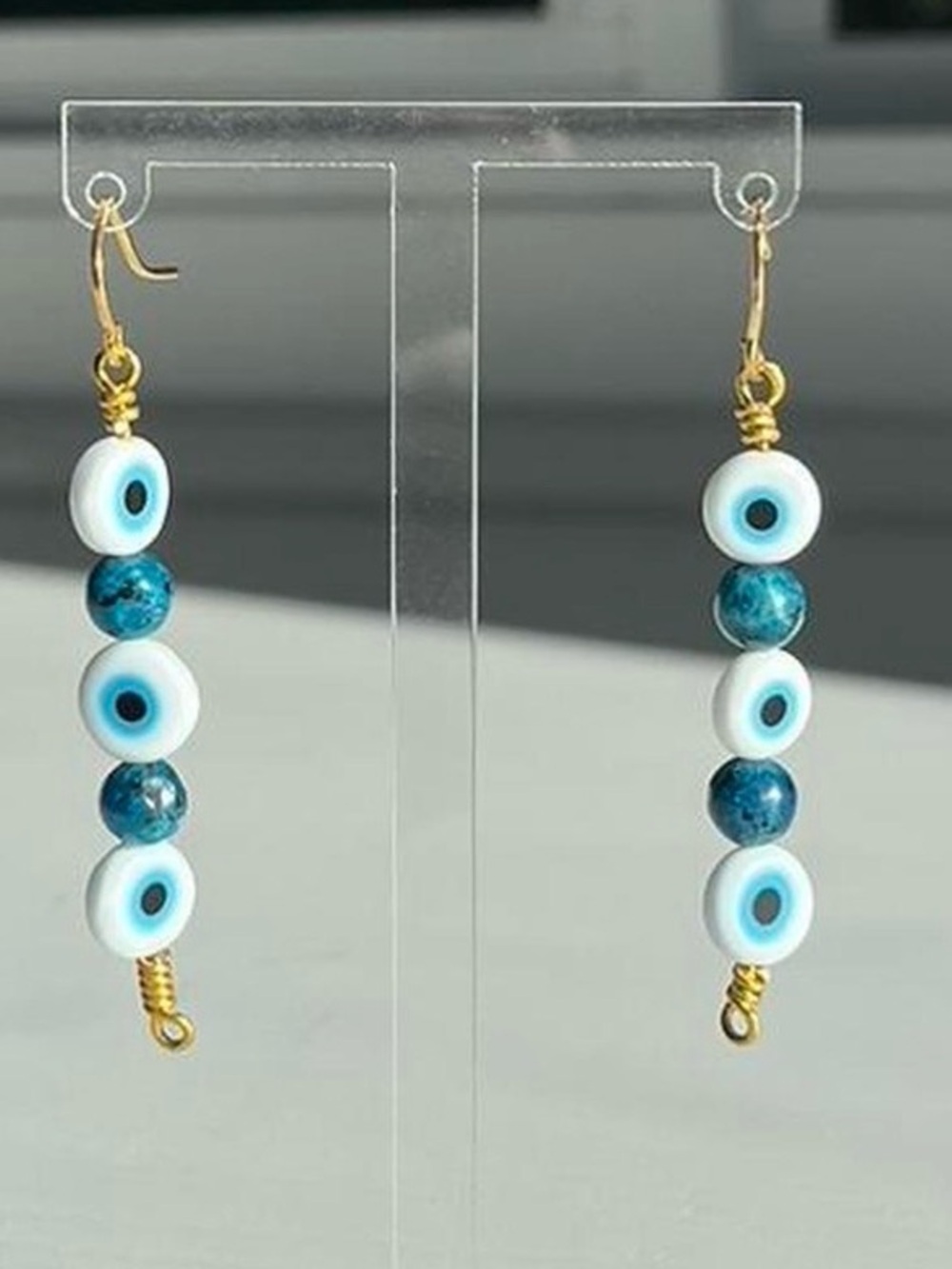 Evil Eye & Blue Crystal Earrings